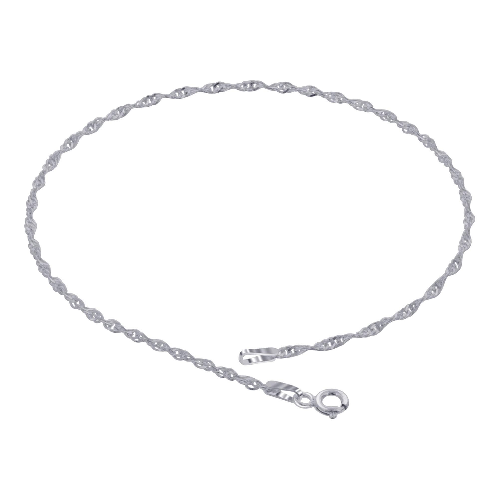 Italian 925 Sterling Silver Singapore Foot Chain Anklet with Clasp  