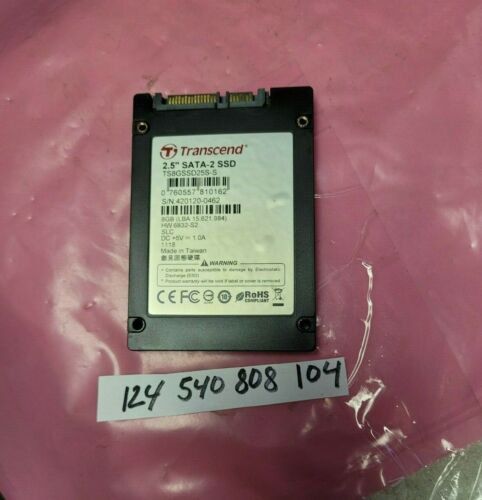 Transcend 8 GB 2,5" SATA II SLC disco a stato solido industriale TS8GSSD25S-S  - Foto 1 di 1