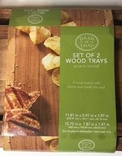 NEW Dash of That  Acacia Wood Serving Trays with Handles  2 Trays in set