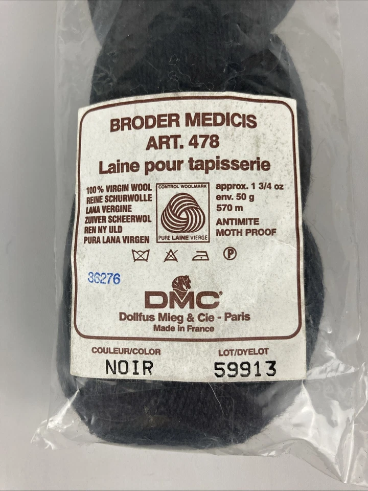 HKS DMC Broder Medicis “NOIR” Virgin Wool Thread VTG 570m - Image 2 of 2