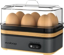 Evoloop Rapid Egg Cooker Electric 6 Eggs Capacity, Soft, Medium, Hard Boiled, Po