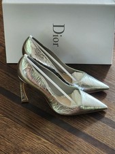 830 70 OFF NEW Christian Dior Women Heel Pumps Leather Shoes 6 36 Silver