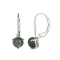 Cavill Labradorit Ohrringe Damen 1,47Ct Rund 925 Silber Rhodiniert