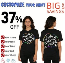 Custom Personalized Your Text/Logo/Photo Cotton T-Shirt Unisex Men Women Gift