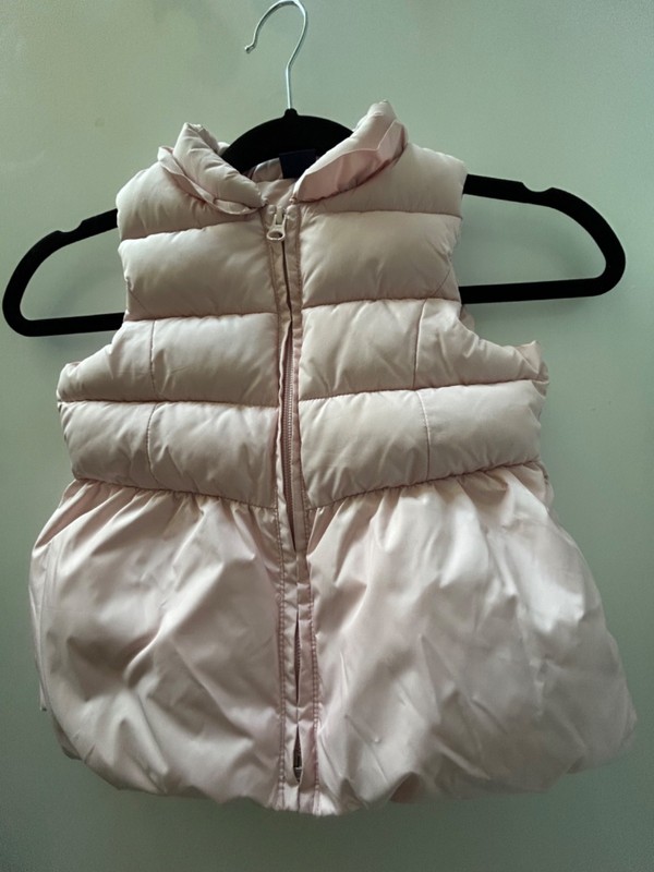WOW! BABY GAP Girls Blush Pink Puffer Vest Size 4 Toddler, Zipper, Cute Collar