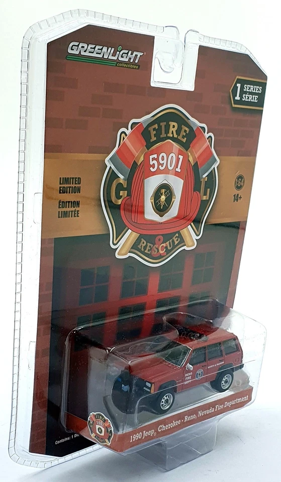 Greenlight 1/64 Scale 67010-D - 1990 Jeep Cherokee - Reno Nevada Fire Department - Image 2 of 4