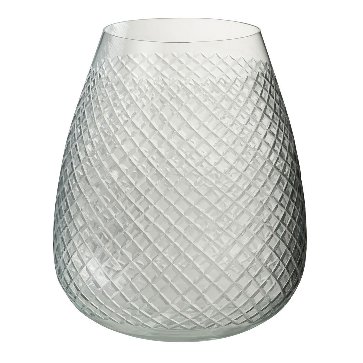 Vase en verre transparent 25cm design carreaux pour fleurs fraiches