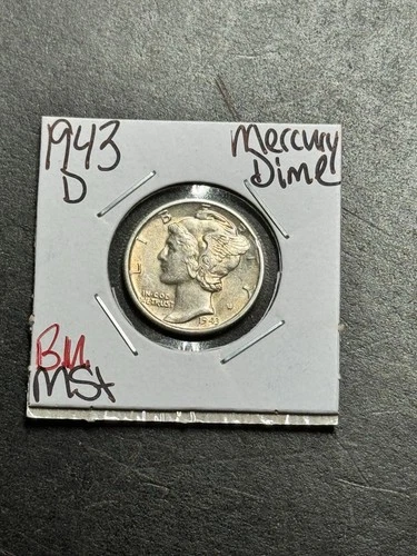 1943 D Mercury Silver Dime BU Uncirculated MS+ U.S. 10c Coin (Raw18465)
