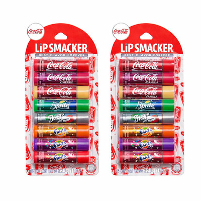 (2) Coca Cola Lip Smacker Lip Balm Party Pack 8 Flavors Moisturizing Gloss Set