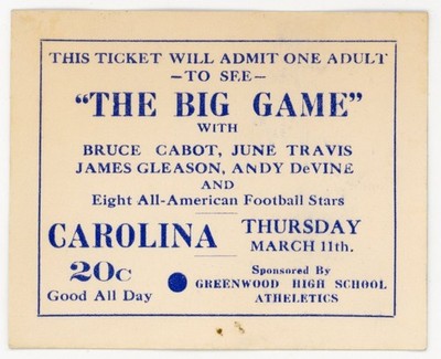 1936 The Big Game Bruce Cabot June Travis Movie Promo Card P95