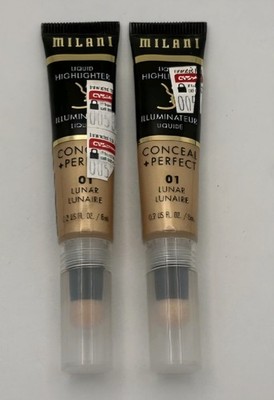Lot of 2 - Milani Conceal & Perfect Liquid Highlighter 0.2 Oz Each - 01 Lunar