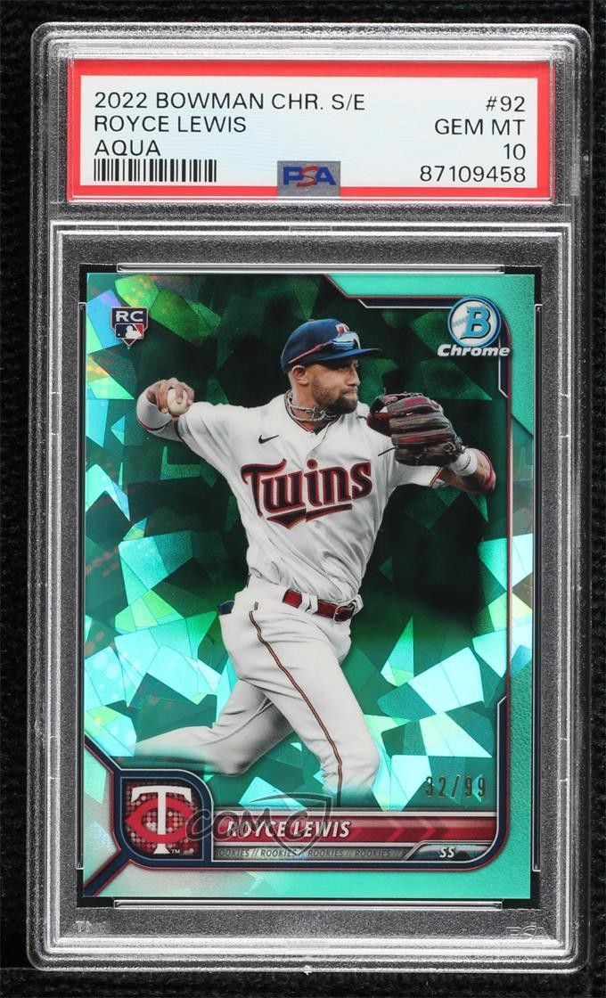 2022 Bowman Chrome Sapphire Edition Aqua 32/99 Royce Lewis #92 PSA 10 GEM MT i6e