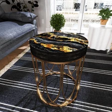 Chic Marble Accent Table | Black Gold Round Side Table for Year-Round Style