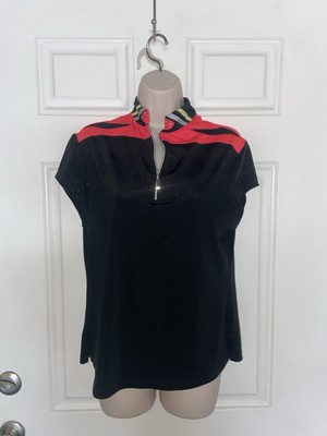 Jamie Sadock Top Womens Medium Black 1/4 Zip Multicolor Sport Golf Tennis