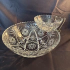 Vintage EAPC Glass 10.5” Serving Bowl Chip Dip Set  Anchor Hocking Star of David