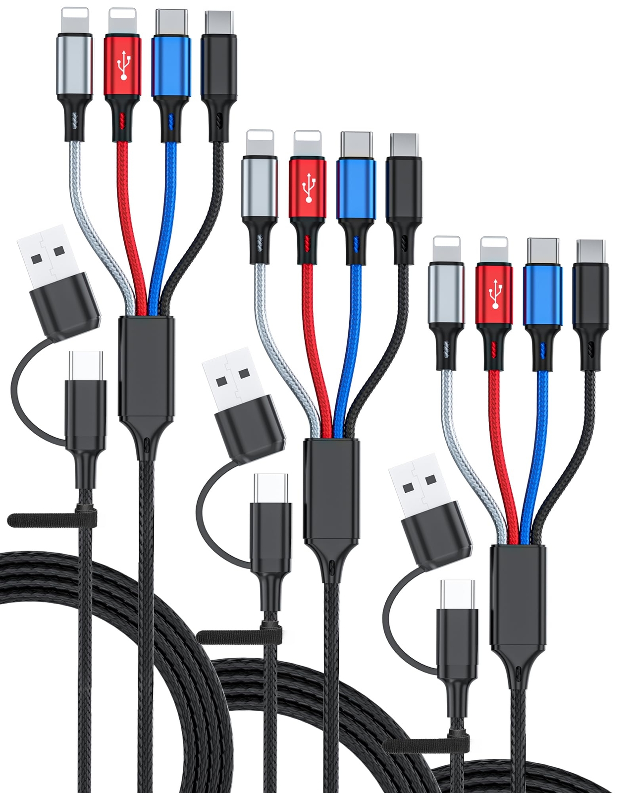 seynli 3-Pack 6-in-1 Multi Charging Cable 6ft Charging Cables for Multiple De...