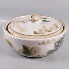 Vintage LOUISVILLE POTTERY Hand Painted HARVEST Fruit Stoneware Casserole Dish