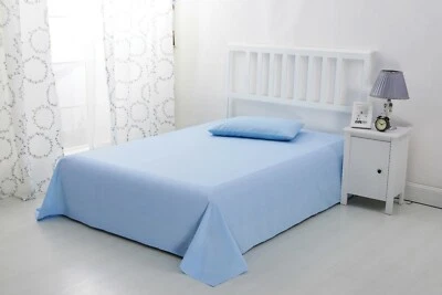 Sonia Moer Luxurious No-Iron Microfibre Flat Sheet - Super King Sky Blue