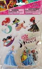 Disney Princess 7 Puffy Stickers Reusable