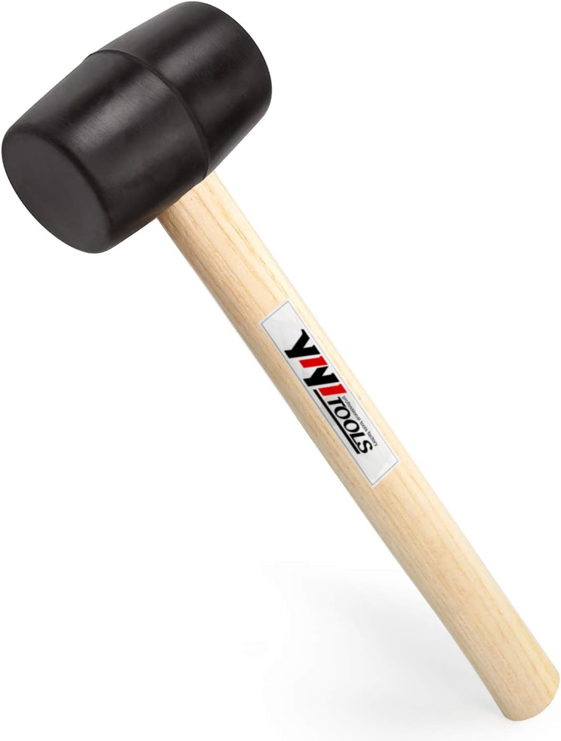 YY-2-005 Rubber Mallet Hammer with Wood Handle–8-Oz, Black