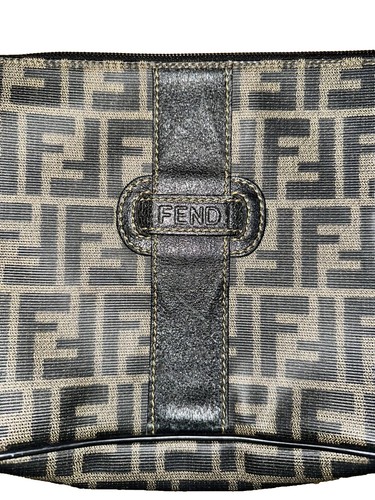 Authentic Vintage Fendi Zucca Leather Coated Canvas Crossbody Shoulder Bag - Picture 12 of 18