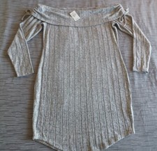 Almost Famous Womens Knit Sweater Dress Size XL Gray Drop Cold Shoulder NWT!!!