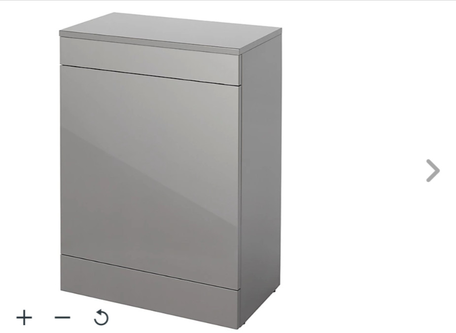 New B&Q Goodhome Imandra Gloss Toilet Cabinet Unit 600mm (W) 820mm (H) Warm Grey