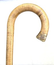 Vintage Antique Gold Filled Tiger MapleCrook Handle Fancy Walking Stick Cane Old