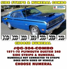 GE-QG-304 COMBO 1971-72 PLYMOUTH DUSTER - SIDE STRIPE & NUMEAL CHOICE - LICENSED