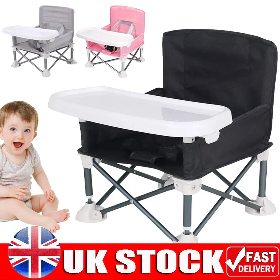 Baby Travel Booster Seat with Tray Toddler Portable Folding Chair Indoor/Outdoor
