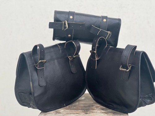 Motorcycle saddlebag 1 Pair 1 Pouch leather saddlebags Panniers Design - Picture 5 of 8
