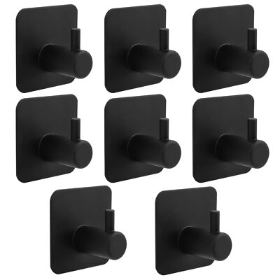 8 Pack Towel Hooks Black Matte Metal Hooks for Wall Self-Adhesive Towel Hange...