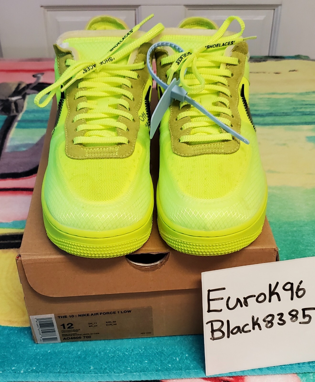 OFF WHITE X NIKE NIKE 100% AUTENTICA BIANCA SPENTA X AIR FORCE 1 LOW 12 (VOLT!)