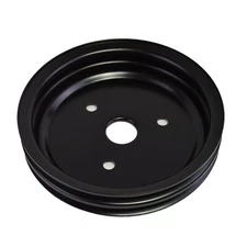 Small Block Chevy Black Steel Short Water Pump 2 Groove Crank Pulley 283 327 SBC
