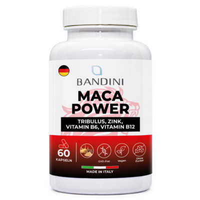 Bandini  Maca Power 60 Kapseln (schwarz), hochdosiert, vegan, ohne Zusätze