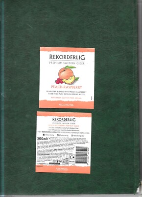 Cider label - Rekorderlig  Peach-Raspberry from Sweden