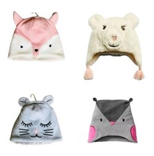 BABY GAP Pro Fleece Cat Fox Owl Polar Bear Beanie Hat Gray Pink Grey White 2T-5T