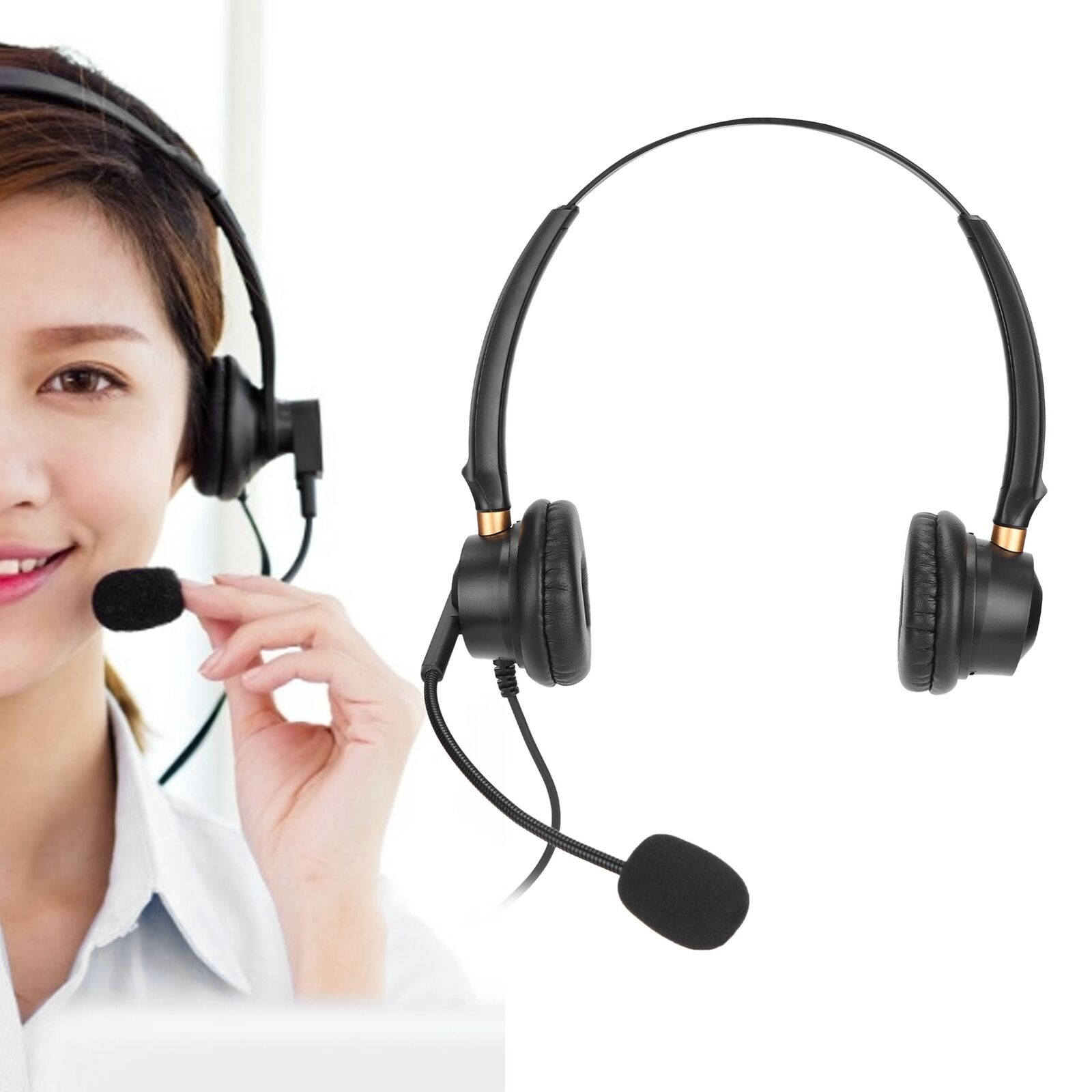 2.5mm Telephone Headset Over Ear Call Center Headphone Noise Reduction With Mic