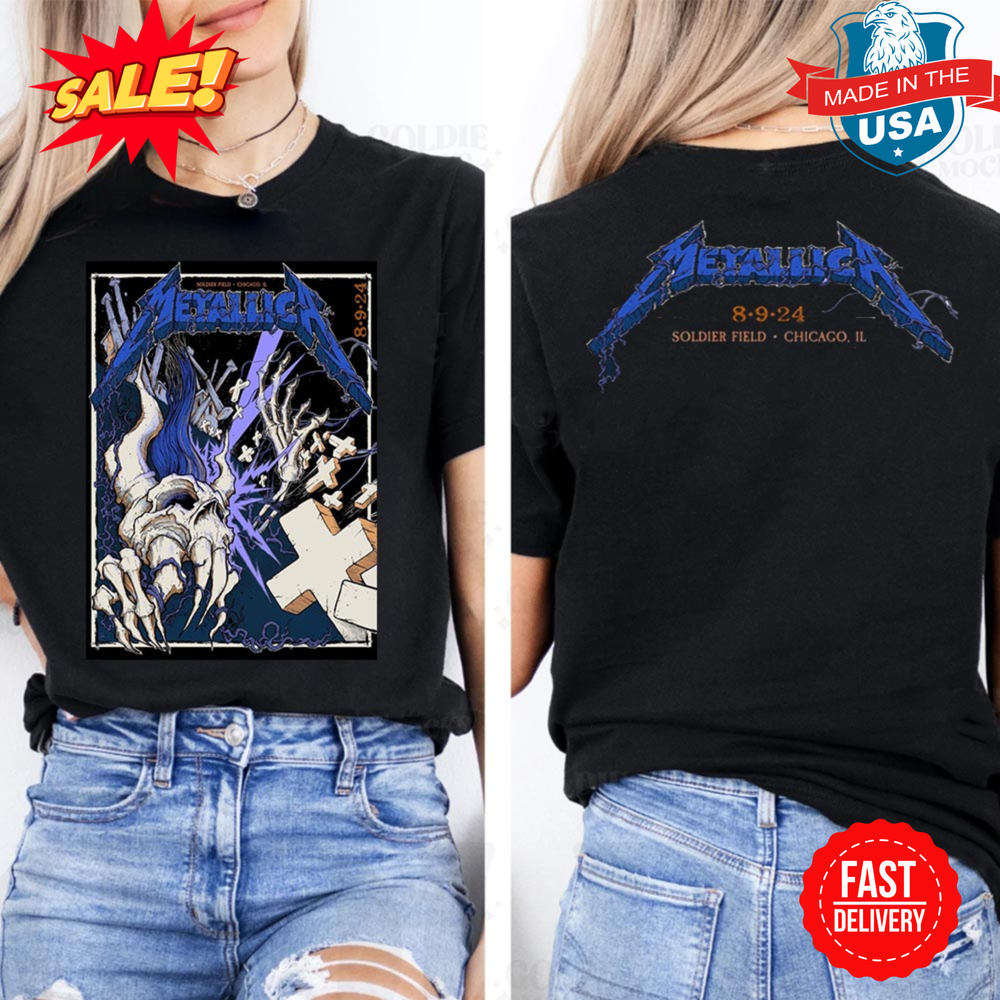 Metallica At Soldier Field Chicago Illinios 2024 Day 1 M72 World Tour T Shirt