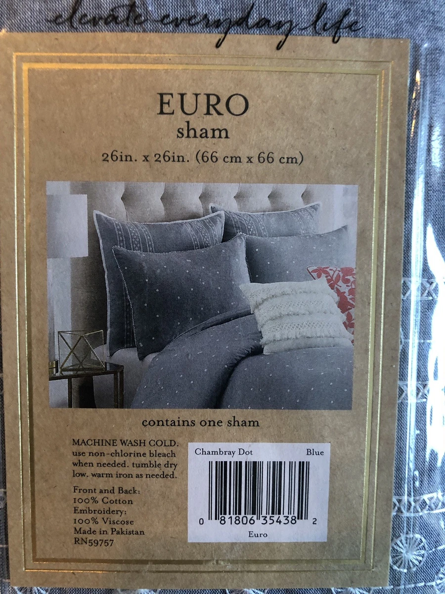 Cupcakes and Cashmere CHAMBRAY DOT 1 Euro Sham Embroidered BLUE