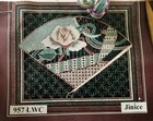 REDUCED! Rose Fan on Black Hand Drawn NP Canvas, Stitch Guide  Watercolors Floss — photo 1