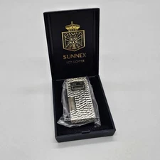 Vintage Sunnex Silver Tone LCD Lighter Snake Skin Pattern With The Original Case