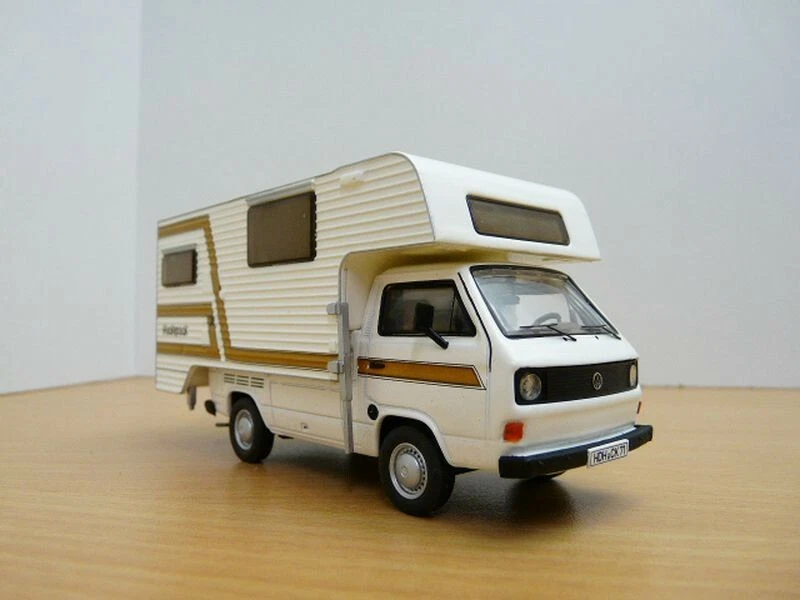 VOLKSWAGEN COMBI T3 camping car 1/43 Pick up + cellule blanc