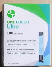 One Touch Ultra Diabetic Test Strips - 100ct Retail FACTORY SEALED -Exp 09-30-26