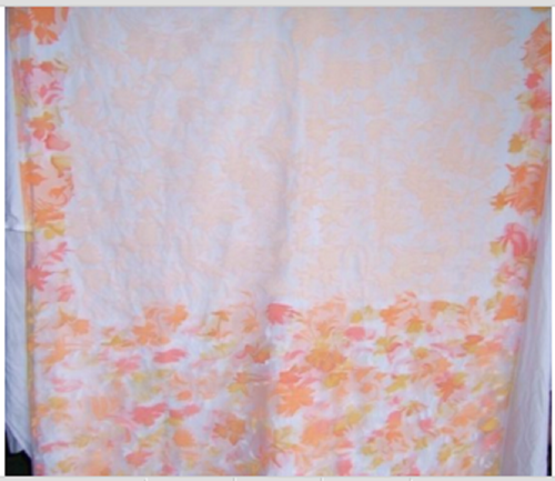 DESIGNER FABRIC DIVINE PEACH DEVORE ORGANZA HAND PAINTED IN CORAL SHADES 2YDS - Picture 5 of 6