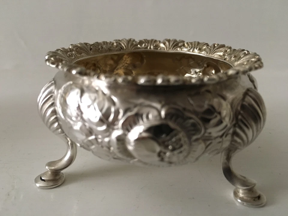 2 hermosas salinas antiguas Gorham con patas de plata de ley Foto 3 de 4