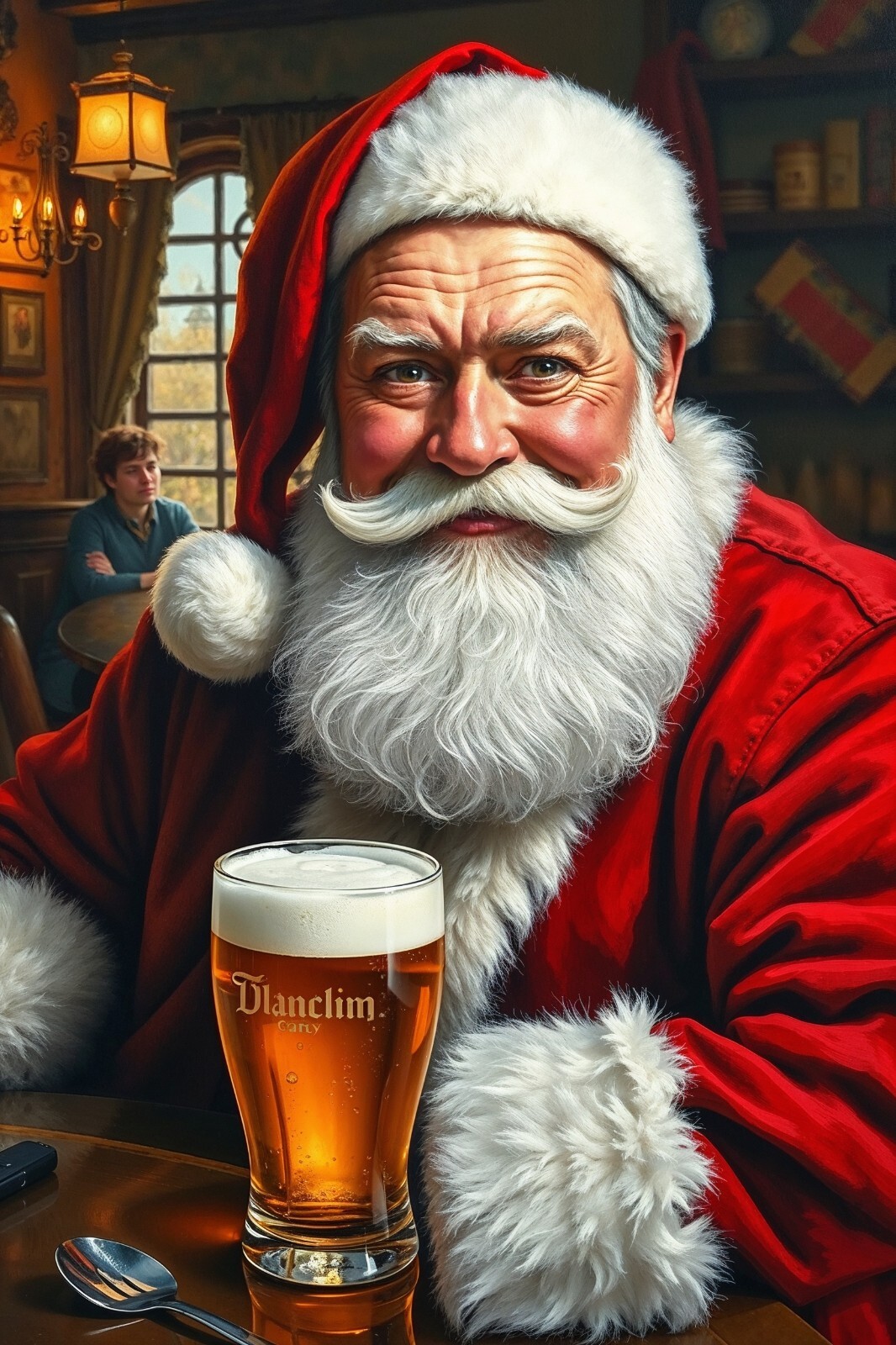 Santa Claus Christmas Beer Pub Fantasy 4x6 Premium Photo Art Print