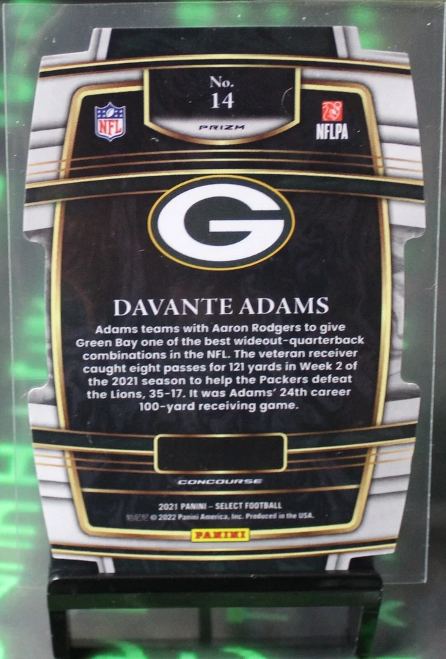 2021 Panini Select Red and Blue Prizm Die-Cut #14 Davante Adams Packers  - Image 3 of 3