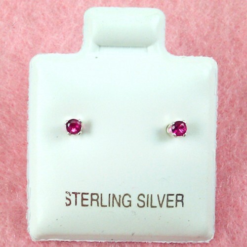 Sterling Silver - 2mm Round CZ Simulated Ruby Stud Earrings (SE368) - Picture 1 of 1