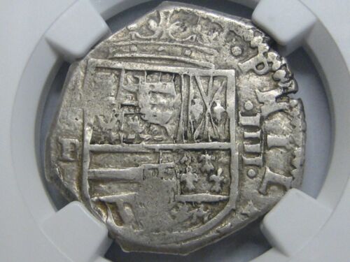 1620 TOLEDO 4 REAL COB NGC AU PHILIP III SPAIN SILVER COLONIAL ERA 1600s - Picture 3 of 4